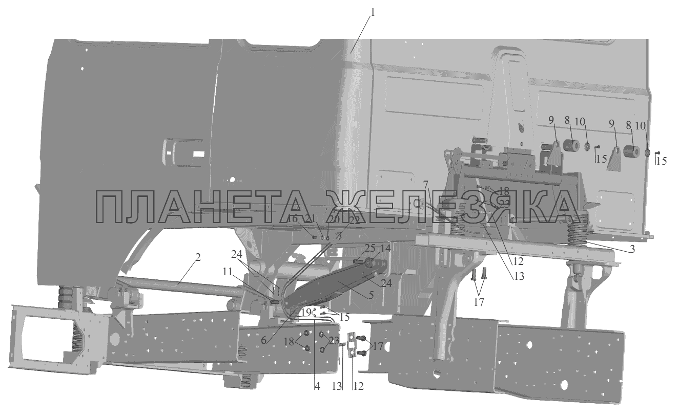 Установка большой подрессоренной кабины МАЗ-555102, 5551А2