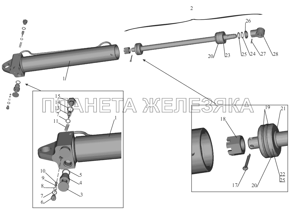 Гидроцилиндр 64221-5003010 МАЗ-555102, 5551А2