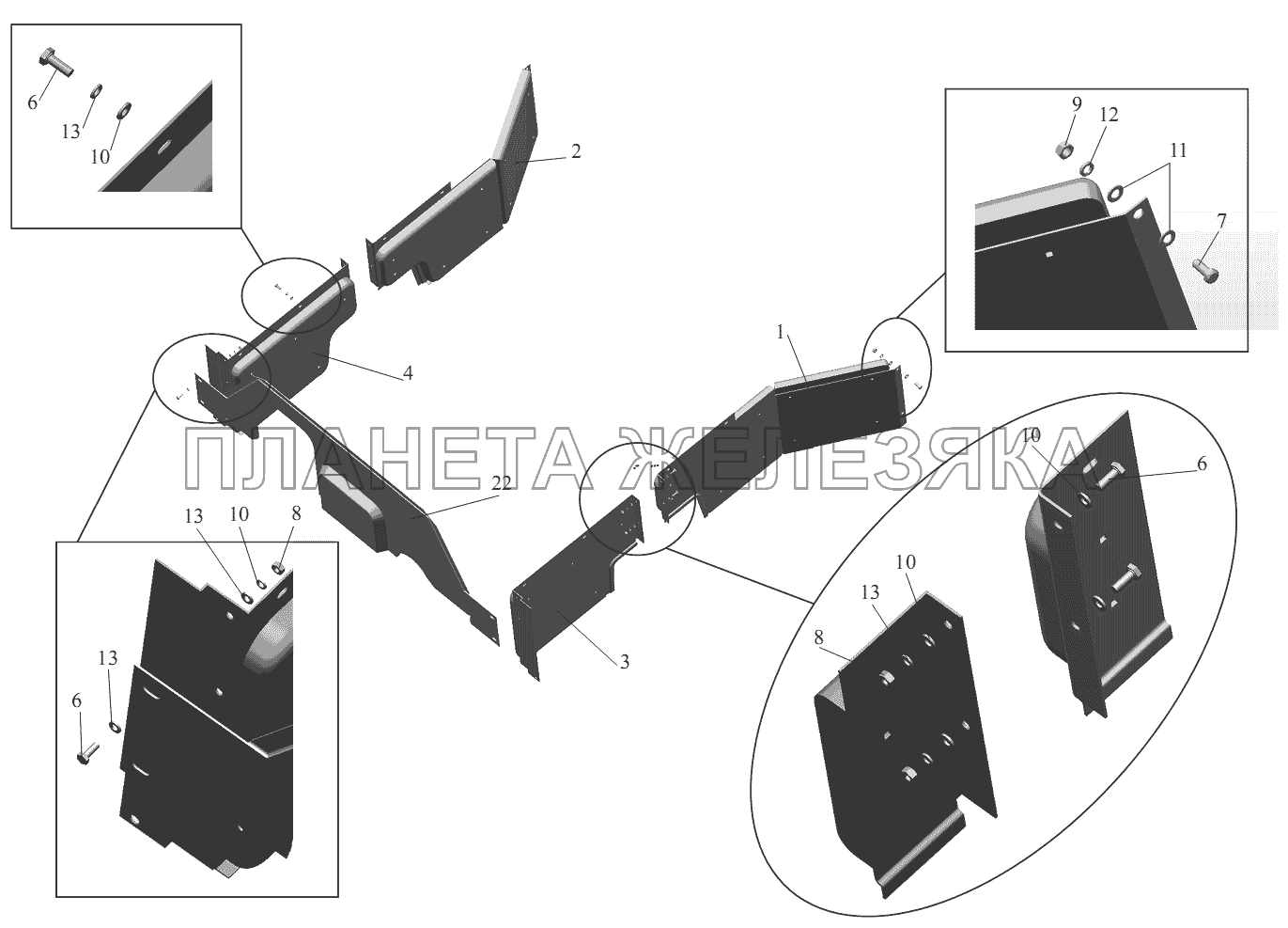 Установка экранов 642208-8400030-070 МАЗ-555102, 5551А2