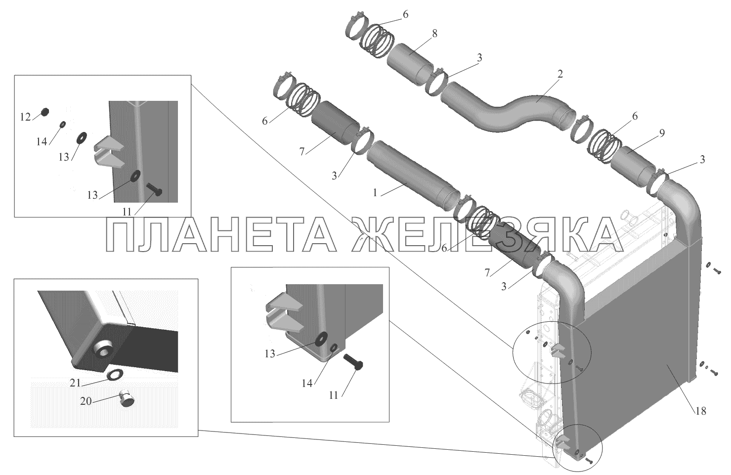 Система охлаждения наддувочного воздуха 5551A2-1300040 МАЗ-555102, 5551А2