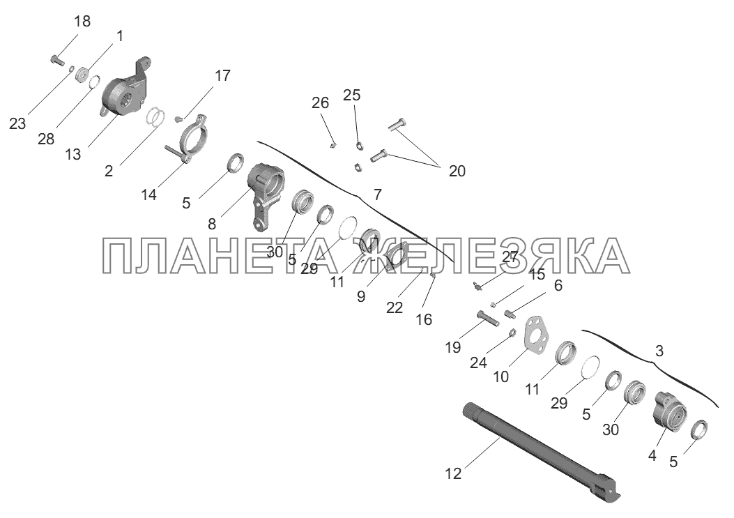 Привод тормозного механизма заднего моста МАЗ-555102, 5551А2 Привод тормозного механизма заднего моста МАЗ-555102, 5551А2