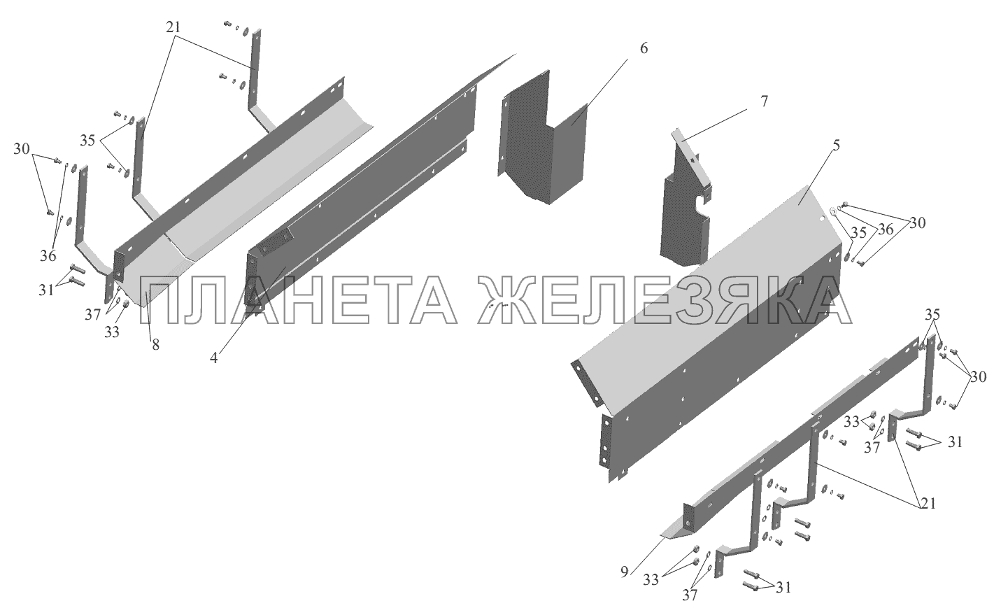 Установка шумоизоляционных экранов 642208-1061003 МАЗ-555102, 5551А2