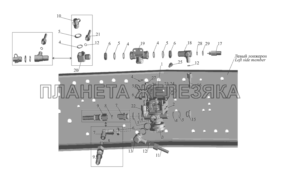 Установка ускорительного клапана 555102-3518004 МАЗ-555142 Установка ускорительного клапана 555102-3518004 МАЗ-555142