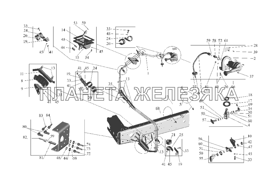 Привод стояночного и моторного тормозов 64255-3537004 МАЗ-555142