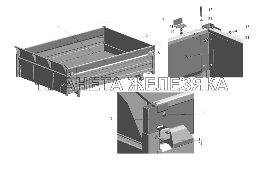 Установка надставных бортов 555102-8500012 МАЗ-555142