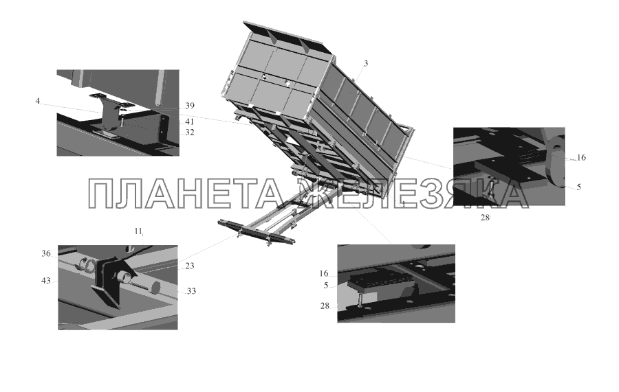 Установка платформы 555103-8500002-055 (-056) МАЗ-555142