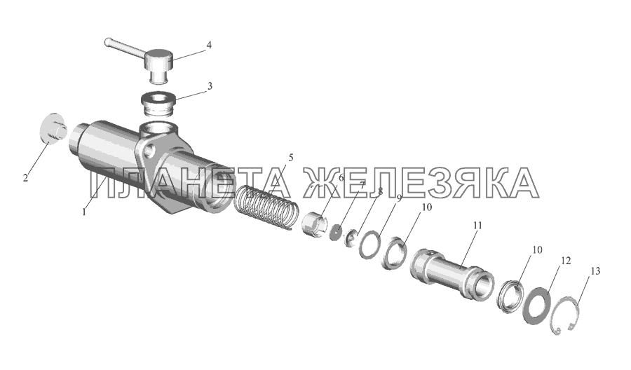 Цилиндр подпедальный 6430-1602510 МАЗ-555142 Цилиндр подпедальный 6430-1602510 МАЗ-555142