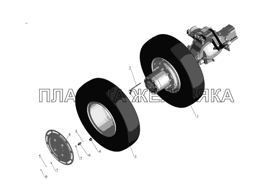 Установка задних колес 5516-3100002-020, 5516-3100002-720 МАЗ-555142