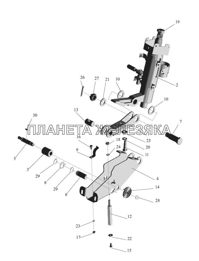 Кронштейн с колонкой 64221-3403008 МАЗ-555142