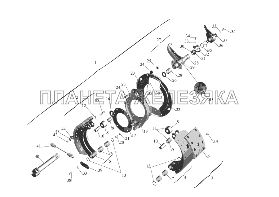 Тормозной механизм передних колес МАЗ-555142