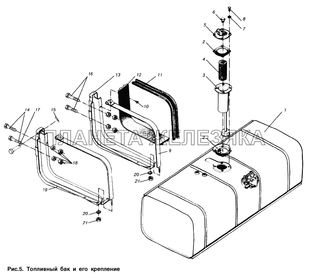 Топливный бак и его крепление МАЗ-6303