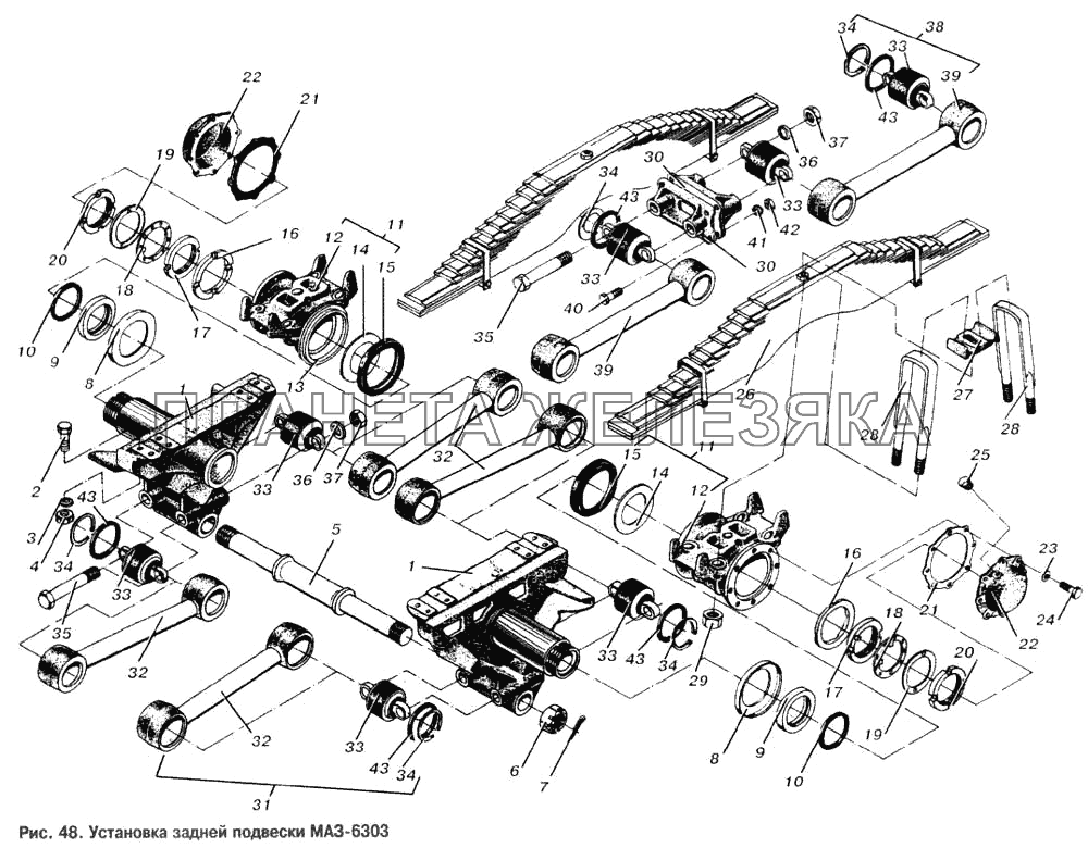 Установка задней подвески МАЗ-6303 МАЗ-6303