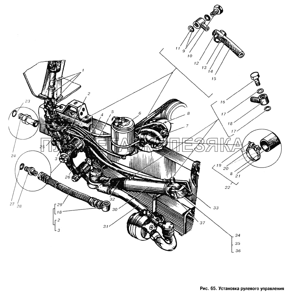 Установка рулевого управления МАЗ-6303