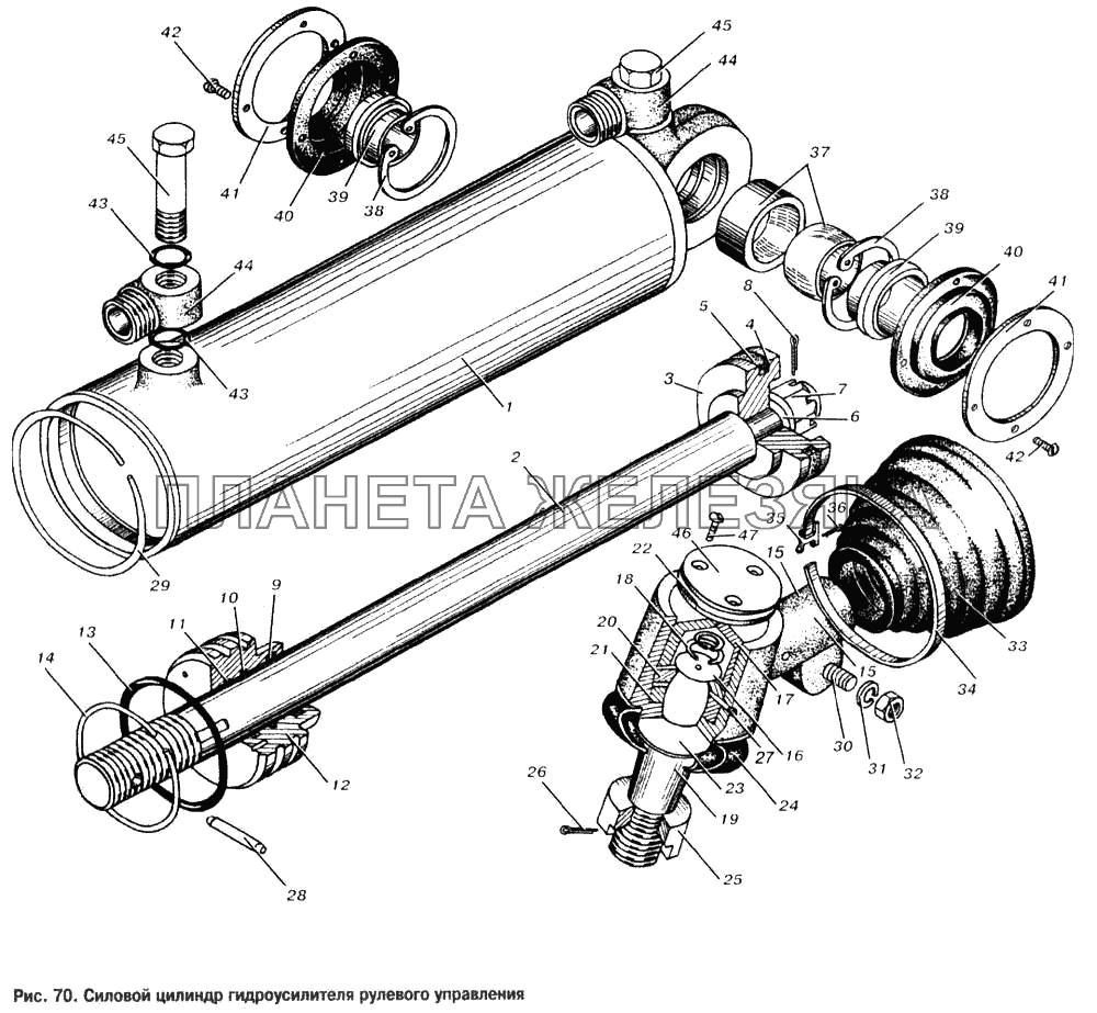 Силовой цилиндр гидроусилителя рулевого управления МАЗ-53366