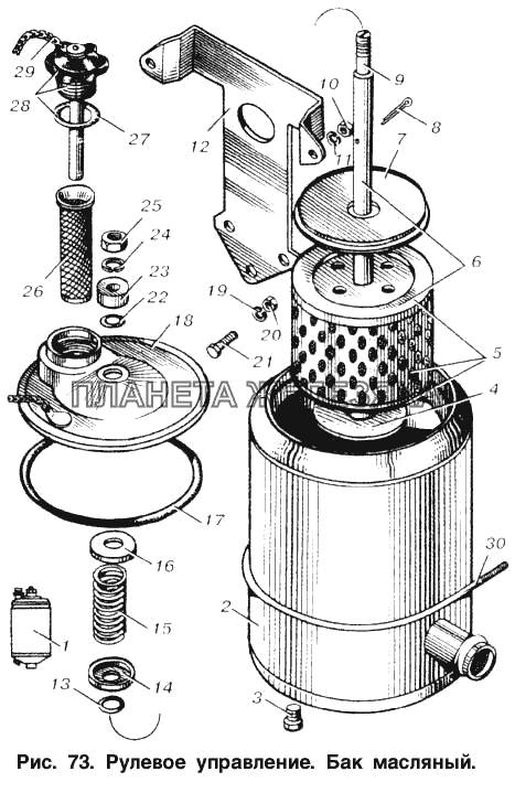 Рулевое управление. Бак масляный МАЗ-6303