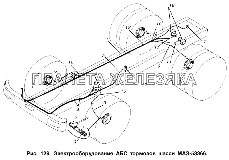Электрооборудование АБС тормозов шасси МАЗ-53366 МАЗ-53363