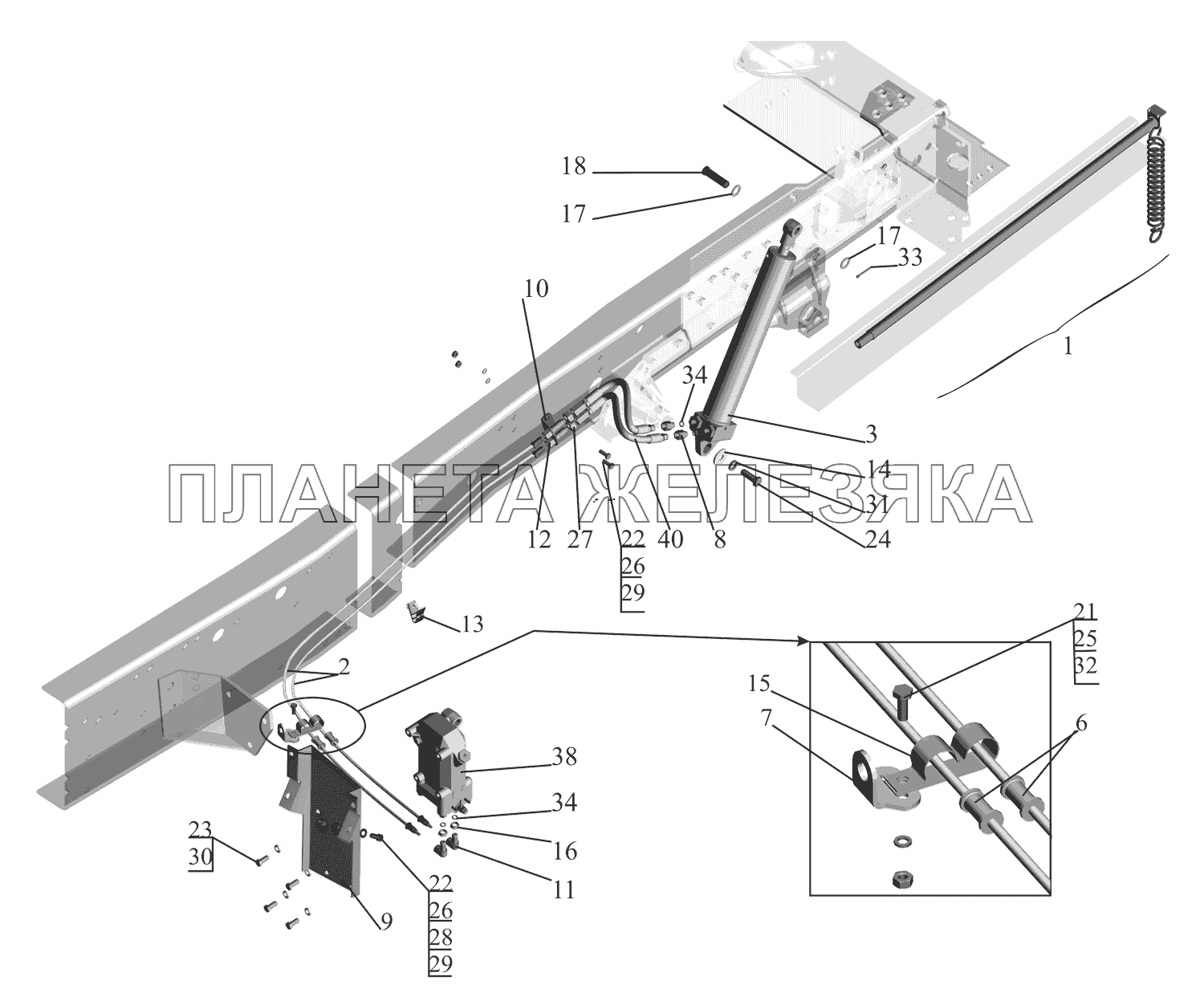 Установка механизма подъема кабины 6303-5000040-010 МАЗ-630333