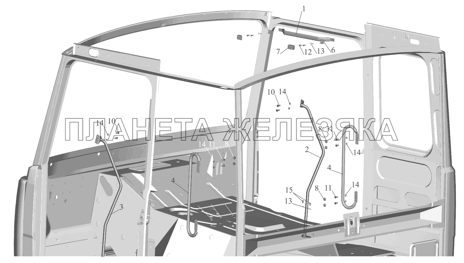 Установка поручней в кабине 64221-8200030-10 МАЗ-630333