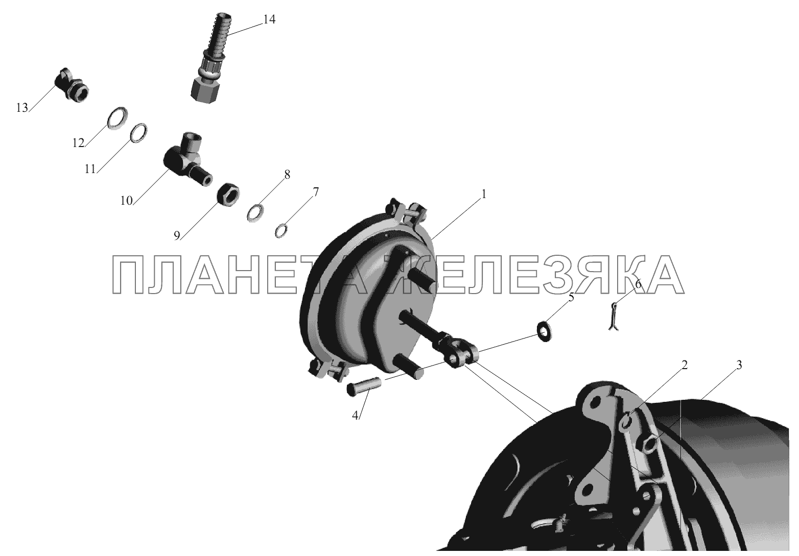 Установка тормозных камер и присоединительной арматуры МАЗ-631236 Установка тормозных камер и присоединительной арматуры МАЗ-631236