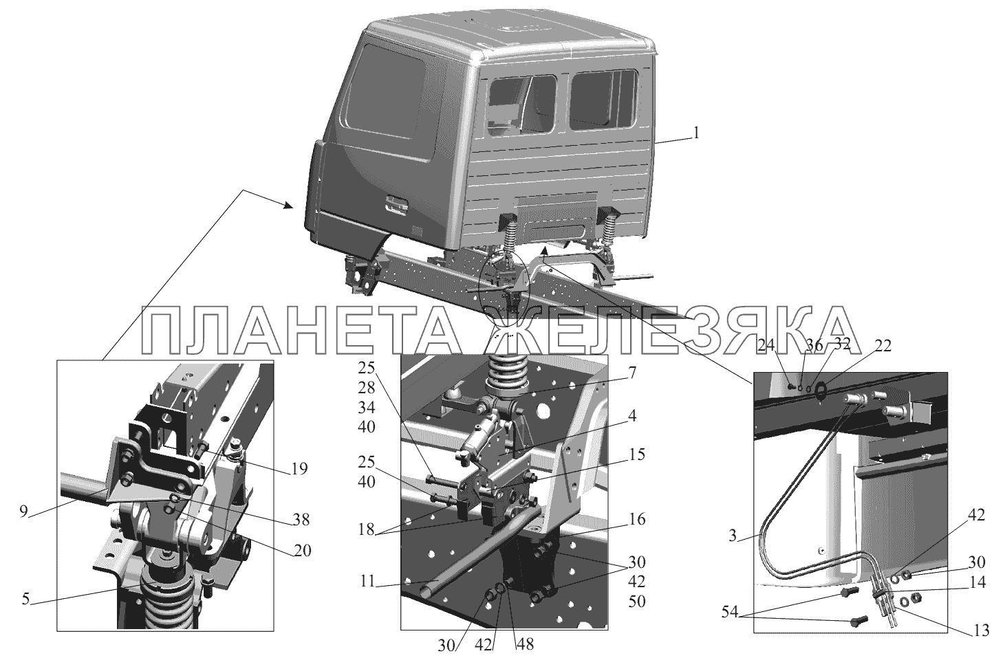 Установка кабины 555035-5000002-010 МАЗ-631236