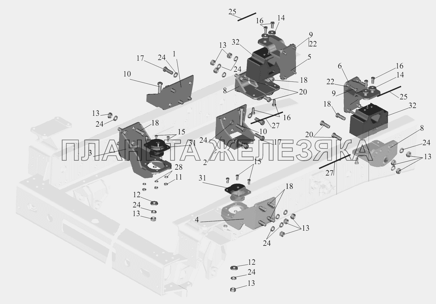 Крепление двигателя TCD 2013 L06 4V+ZF 9S1310+MFZ 430(650136-1001002) МАЗ-631236