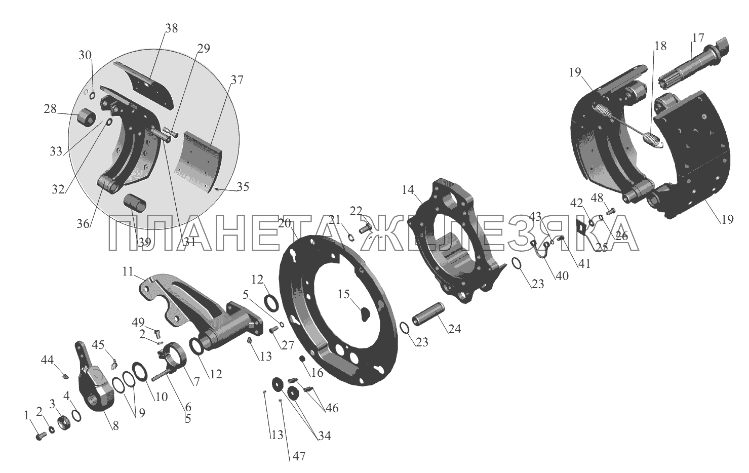 Тормозной механизм передних колес МАЗ-631236
