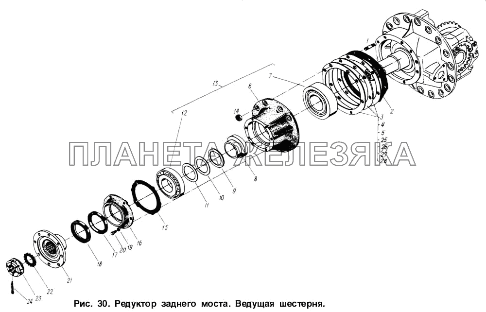 Редуктор заднего моста. Ведущая шестерня МАЗ-6317