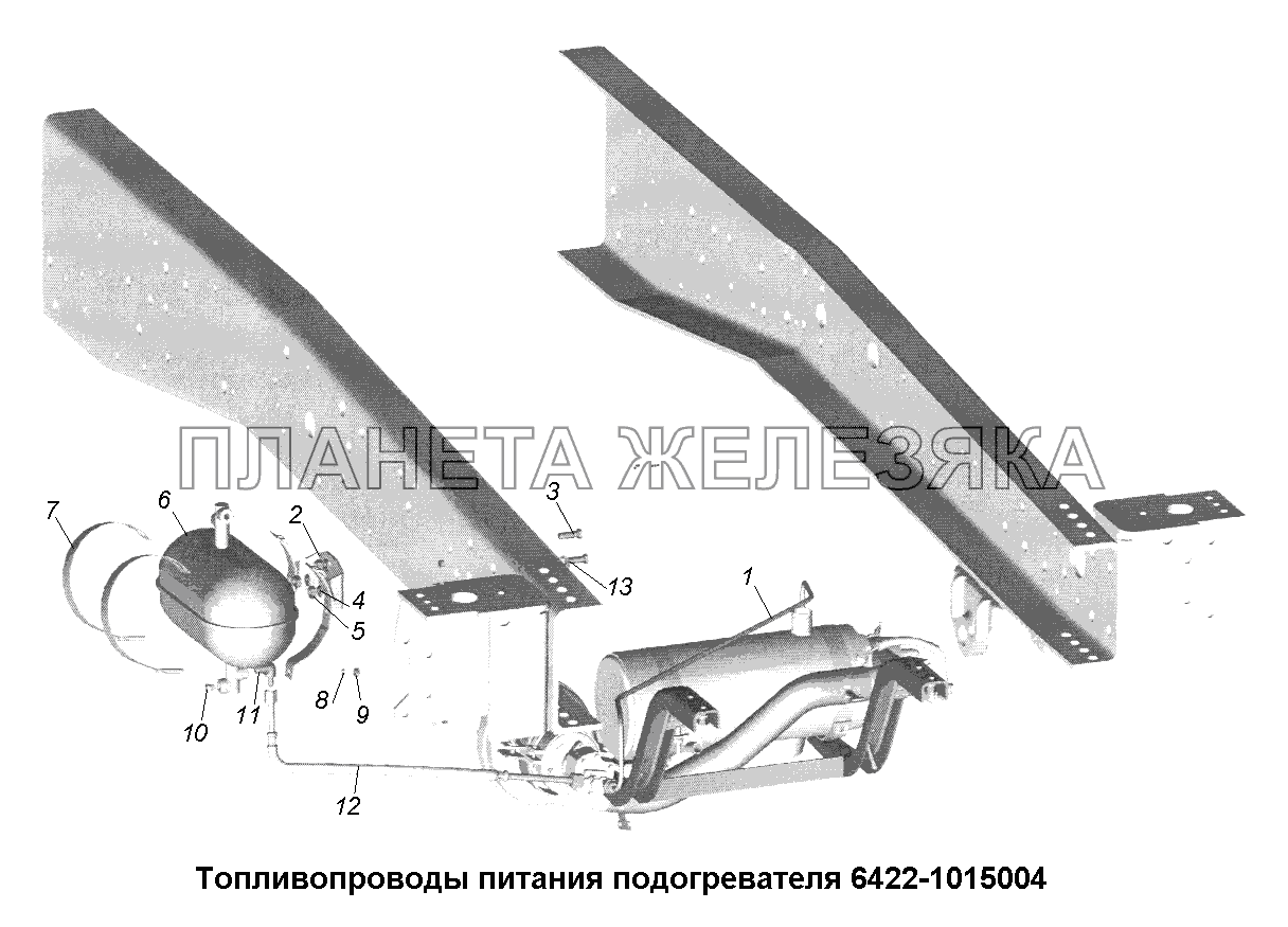 Топливопроводы питания подогревателя 6422-1015004 МАЗ-631705, 631708