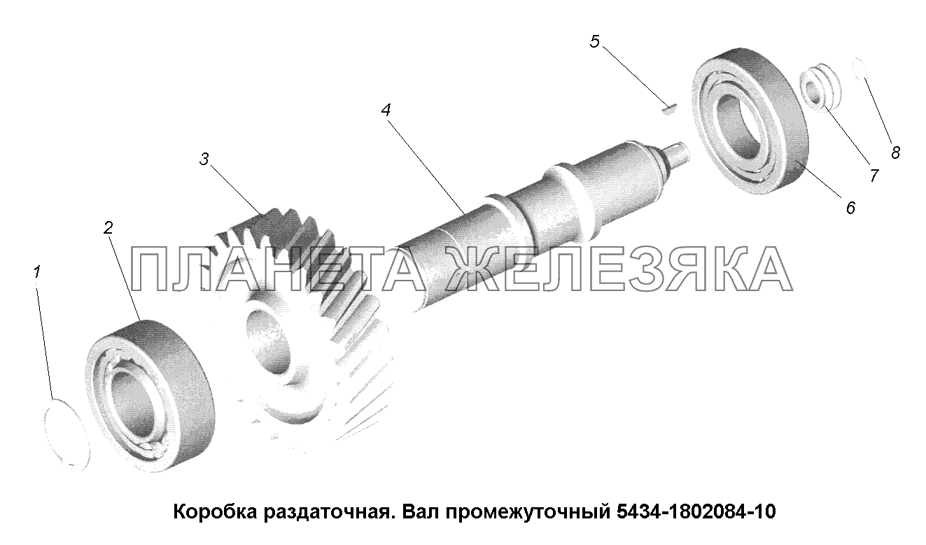 Раздаточная коробка\Коробка раздаточная. Вал промежуточный 5434-1802084-10 МАЗ-631705, 631708