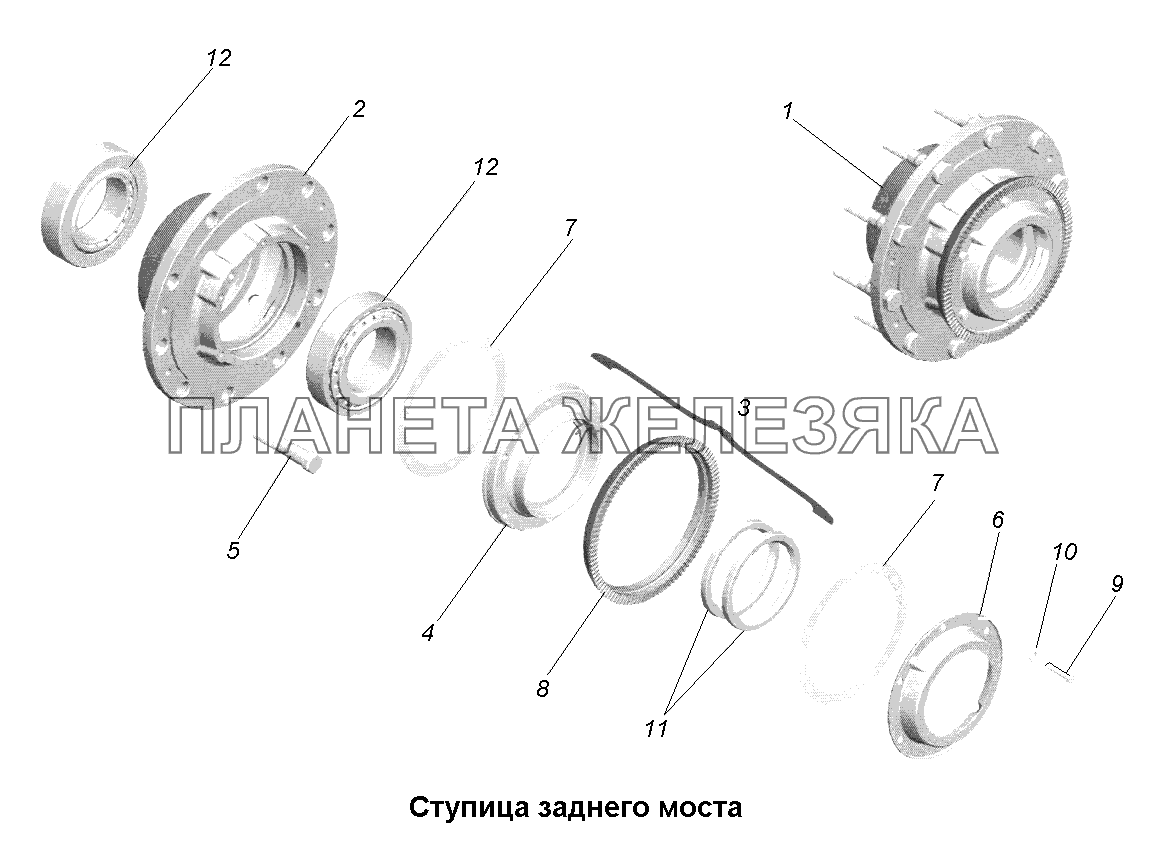 Мост задний\Ступица заднего моста МАЗ-631705, 631708