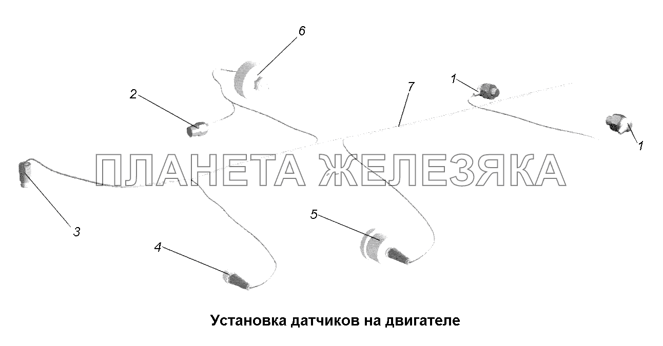 Электрооборудование\Установка датчиков на двигателе МАЗ-631705, 631708