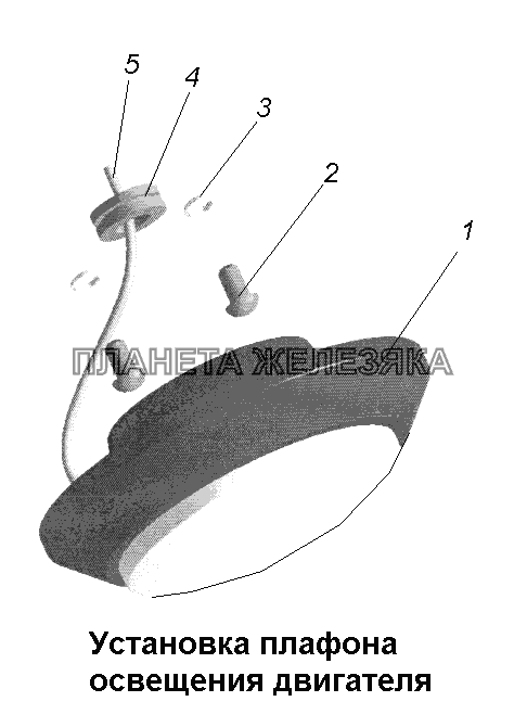 Электрооборудование\Установка плафона освещения двигателя МАЗ-631705, 631708