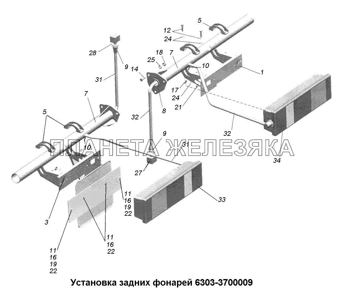 Электрооборудование\Установка задних фонарей 6303-3700009 МАЗ-631705, 631708