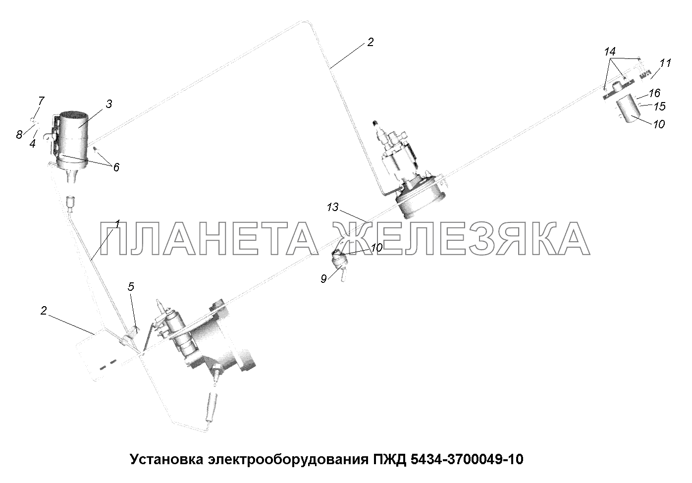 Электрооборудование\Установка электрооборудования ПЖД 5434-3700049-10 МАЗ-631705, 631708