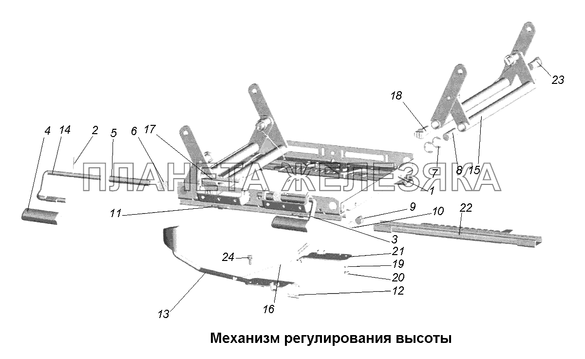 Сиденья\Механизм регулирования высоты МАЗ-631705, 631708