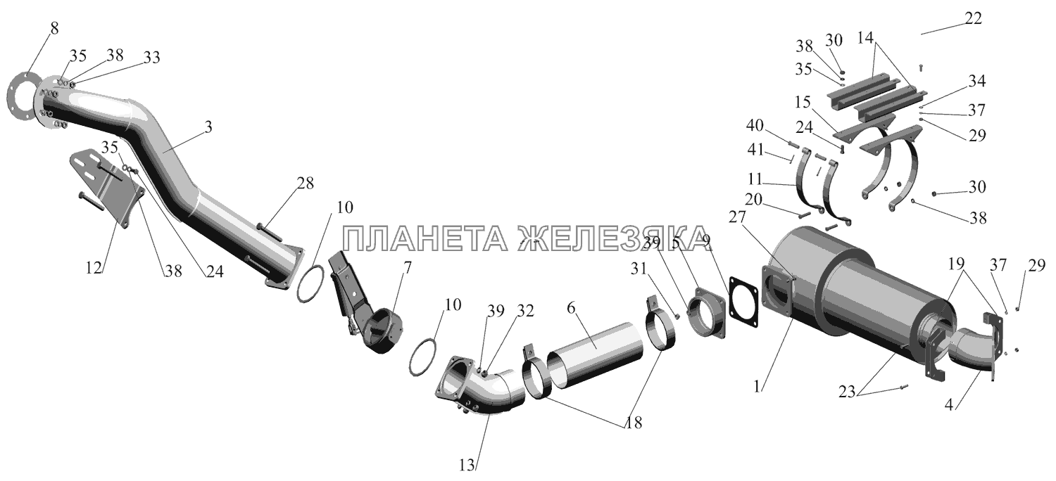 Установка системы выпуска газов 631705-1200001-040 МАЗ-631705 Установка системы выпуска газов 631705-1200001-040 МАЗ-631705