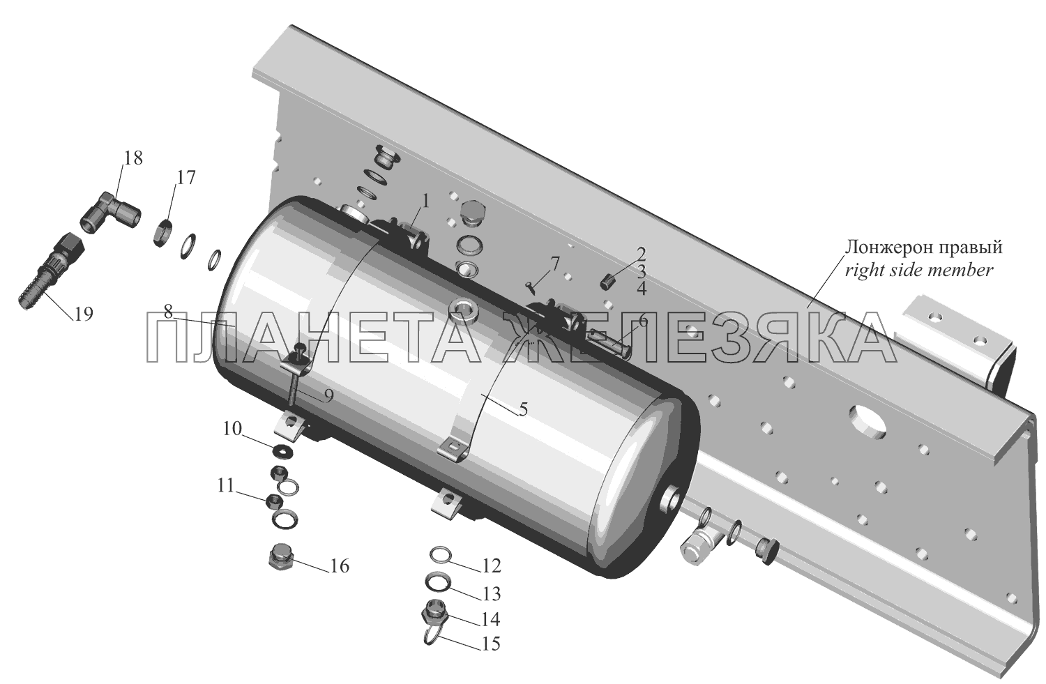 Установка ресивера 6317-3513006-01 и присоединительной арматуры МАЗ-631705