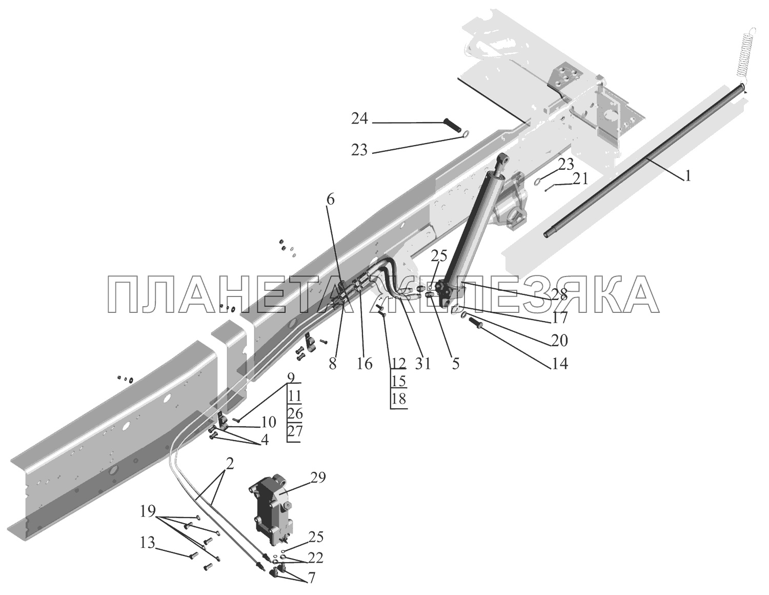 Установка механизма подъема кабины 6317-5000040 МАЗ-631705