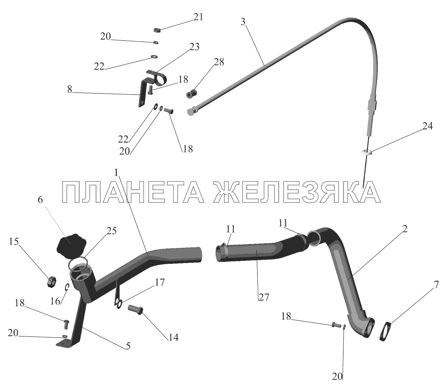 Установка системы заливки и контроля уровня масла 630300-1018002 МАЗ-631705 Установка системы заливки и контроля уровня масла 630300-1018002 МАЗ-631705