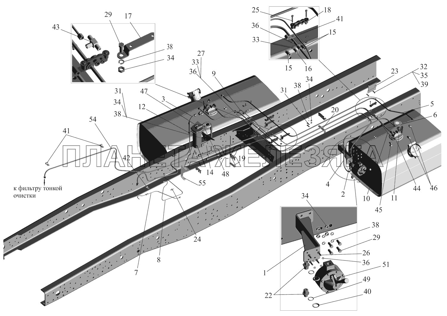 Установка топливопроводов 631705-1104002-060 МАЗ-631705