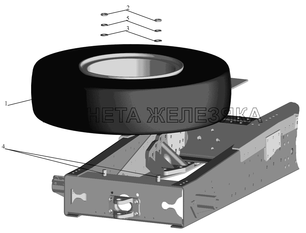 Установка запасного колеса МАЗ-6422, 5432