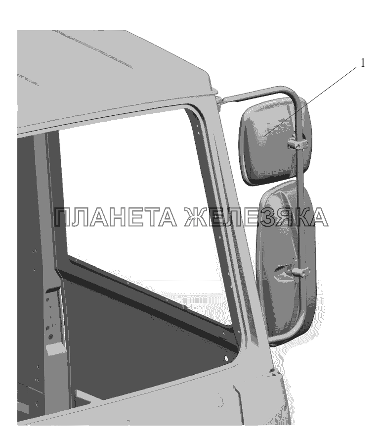 Установка зеркала обзора платформы 5516-8200004-01 МАЗ-6422, 5432
