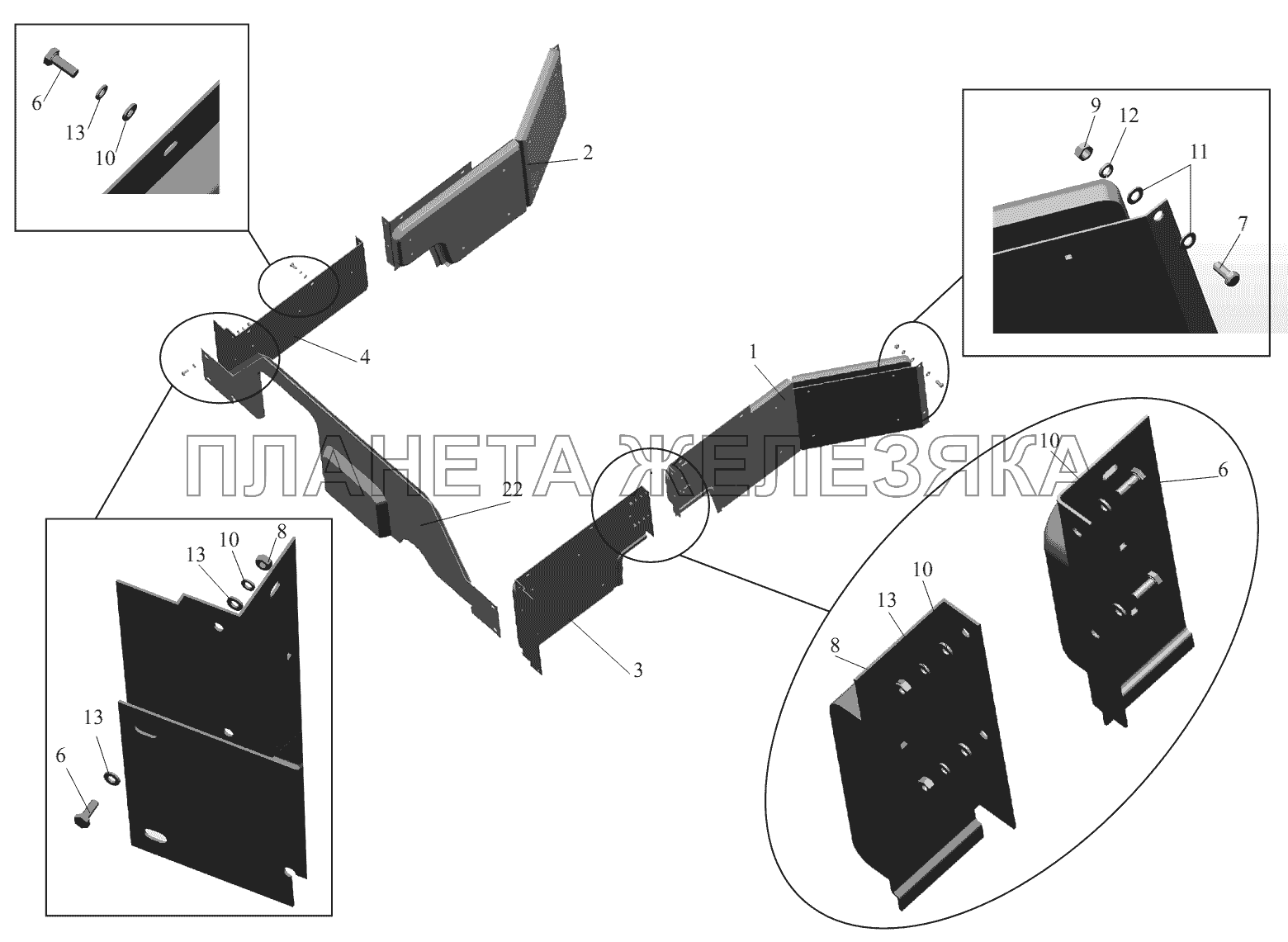 Установка экранов 630308-8400030-070 МАЗ-6422, 5432