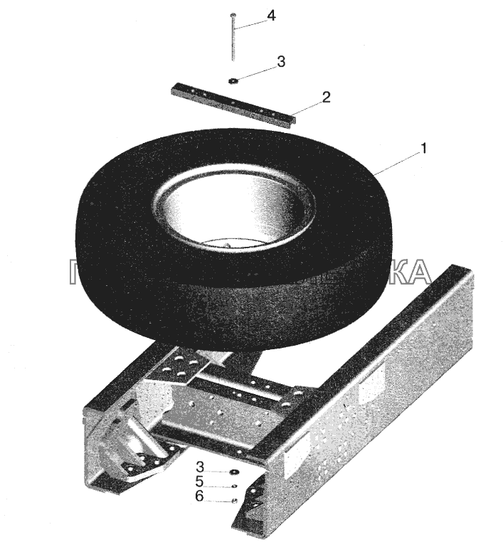 Установка запасного колеса МАЗ-551605 (5516-3100001-30) МАЗ-6422