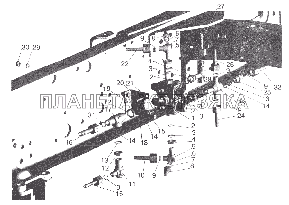 Крепление четырехконтурного клапана МАЗ-642208, 642205 МАЗ-6422