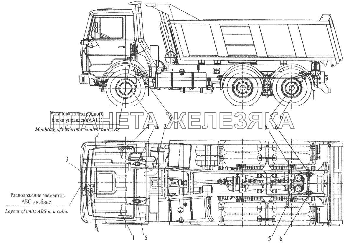 Установка элементов электрооборудования АБС на автомобилях МАЗ-551605, 551603 МАЗ-6422