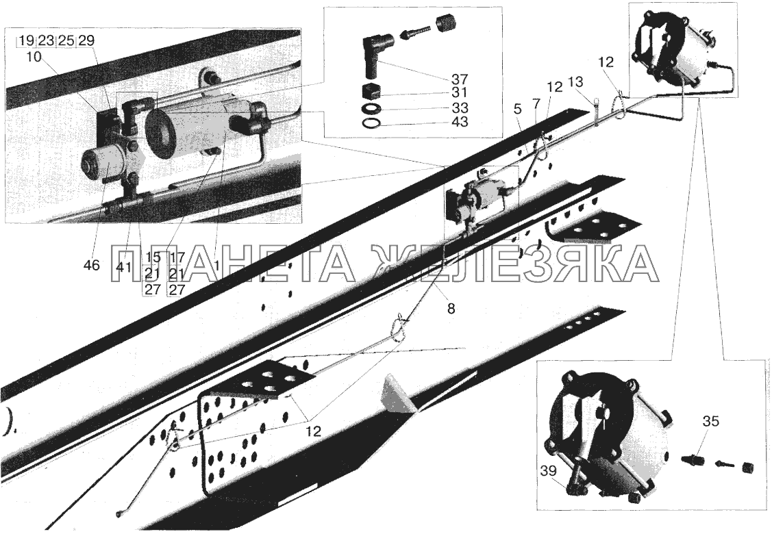 Установка механизмов запора борта МАЗ-5516 МАЗ-6422