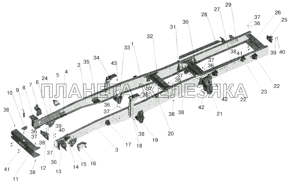 Рама 543205, 543208-пневмоподвеска МАЗ-6422