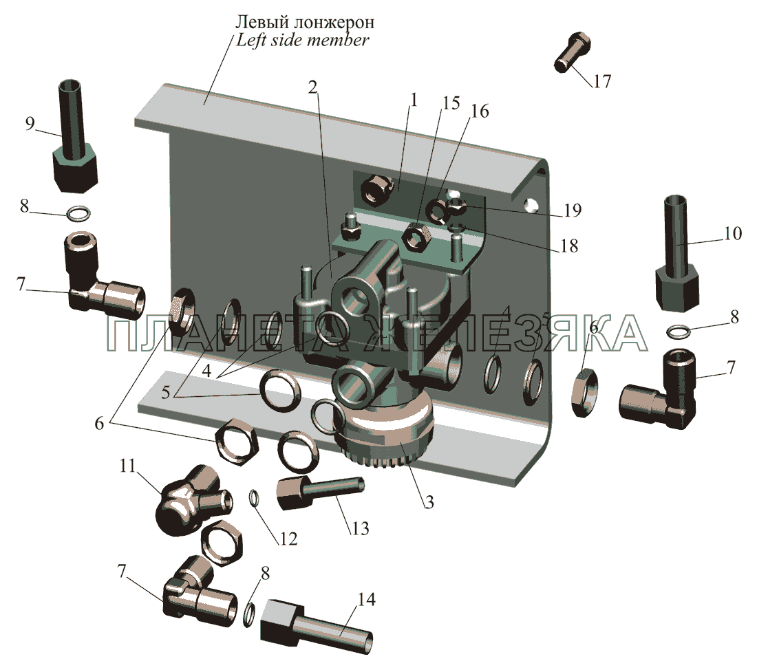 Установка ускорительного клапана и присоединительной арматуры МАЗ-642505 (210,211) МАЗ-642505, 642508