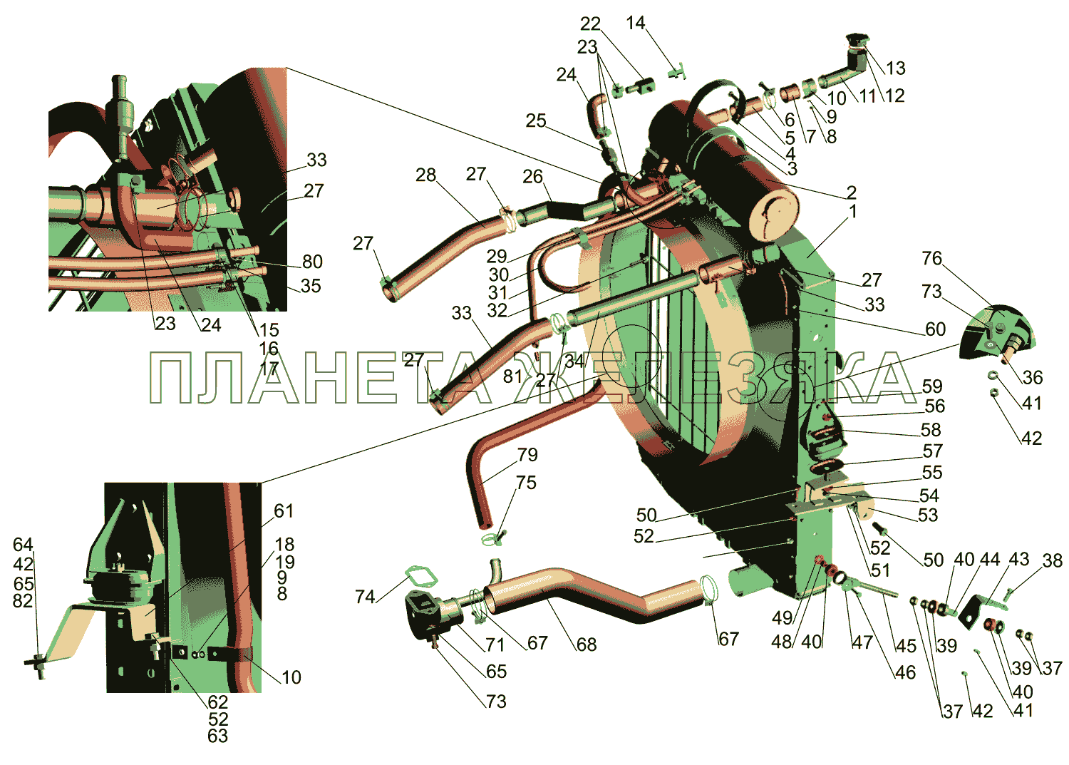 Установка системы охлаждения 641708-1300005-010 МАЗ-642505, 642508